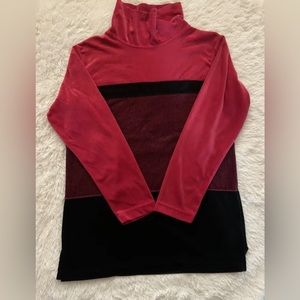 Vintage 90’s Jaclyn Smith Sport Fuchsia/ Black Colorblock High Neck Top Soft S